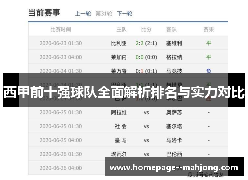 西甲前十强球队全面解析排名与实力对比